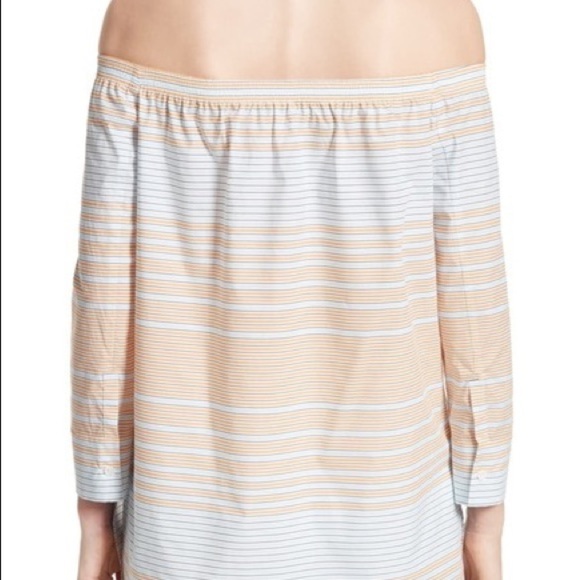 Lafayette 148 Amy Stripe Off The Shoulder Top Sz-S - Picture 2 of 6